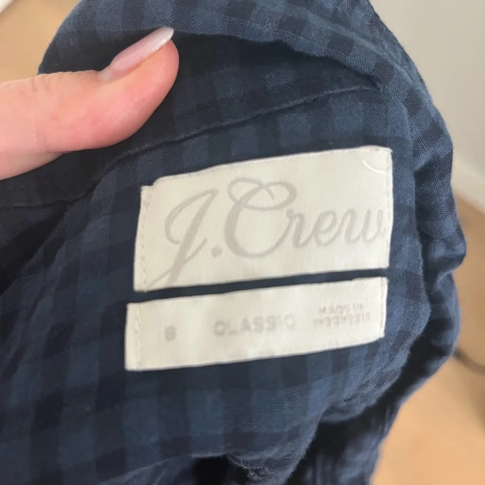 J. Crew Dark Blue Gingham Shirt